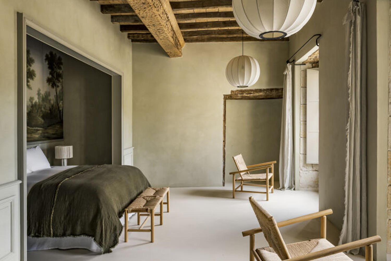 Wide shot of a garden suite in Southern France showcasing the adaptive reuse of an 18th-century tannery.