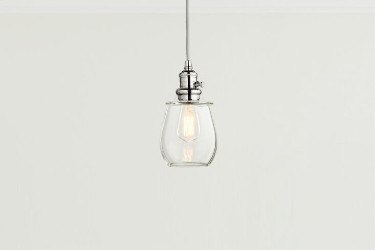 Pottery Barn Petite Glass Cord Pendant in Nickel finish.
