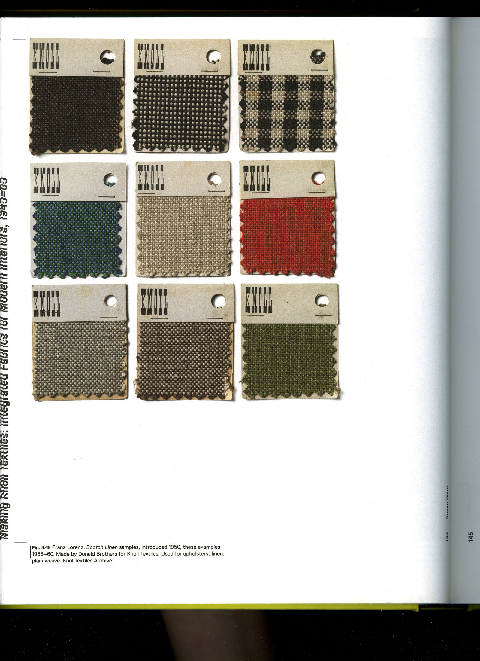 A collection of Knoll textile swatches in various colors and weaves.