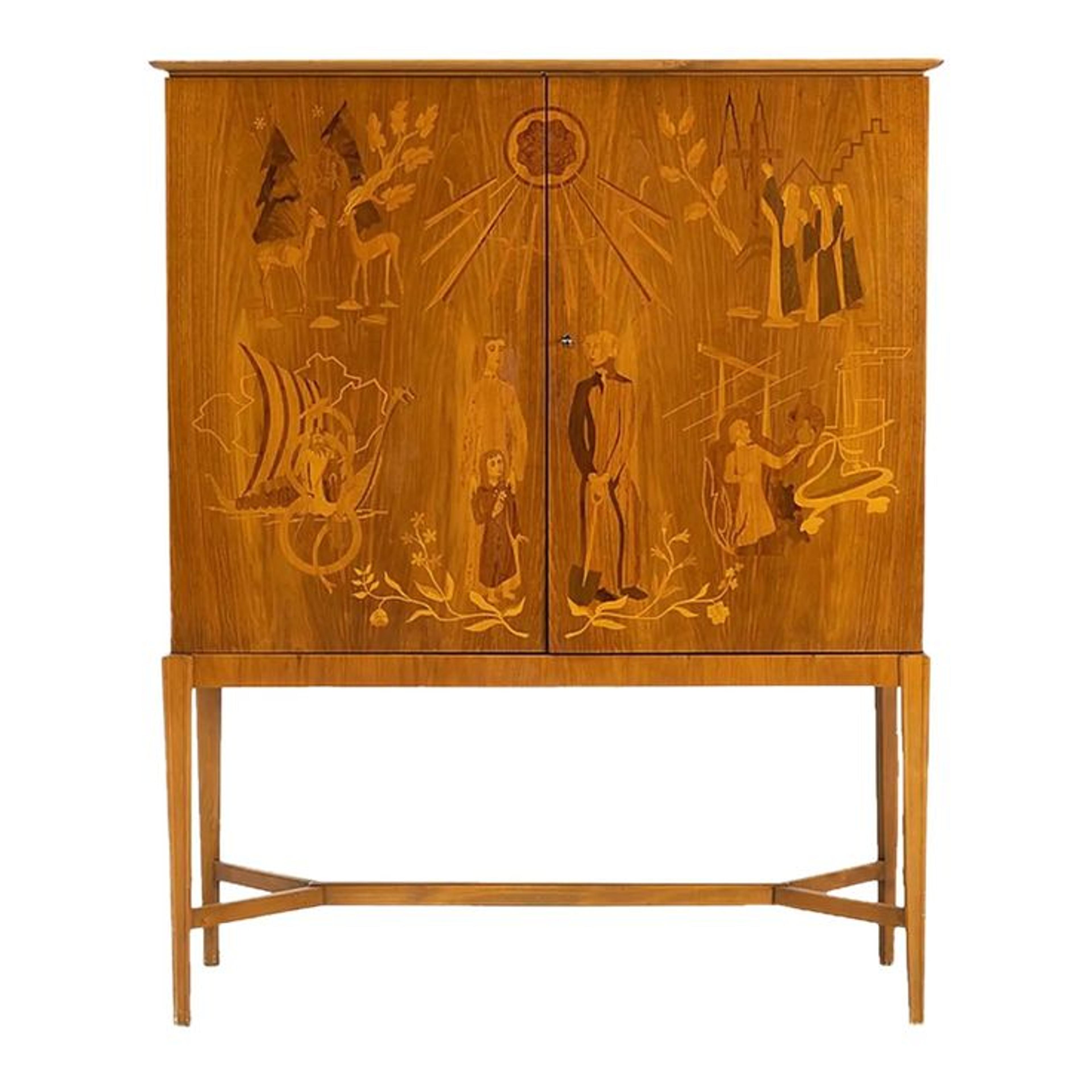 A classic wooden dresser with timeless silhouettes and rich wood grain.