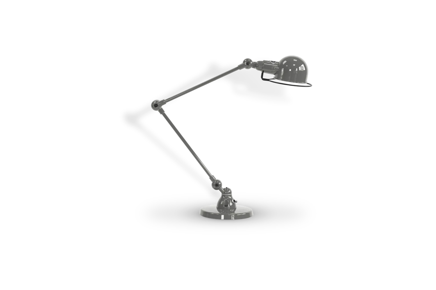 A Jielde Signal Desk Lamp in mouse grey with an adjustable arm.