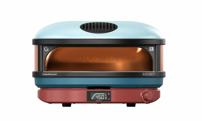 A blue and red 'Mash-Up' edition Arc XL oven showing a digital temperature reading of 450 degrees.