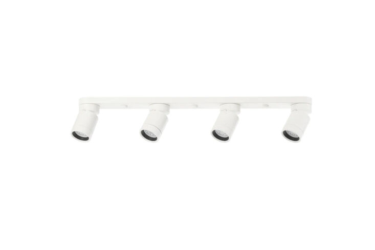 Ikea Nymåne white track lighting system with four adjustable spotlights.