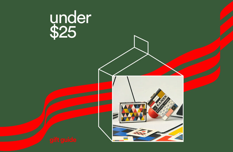 Graphic for 'under $25' gift guides featuring geometric design items.