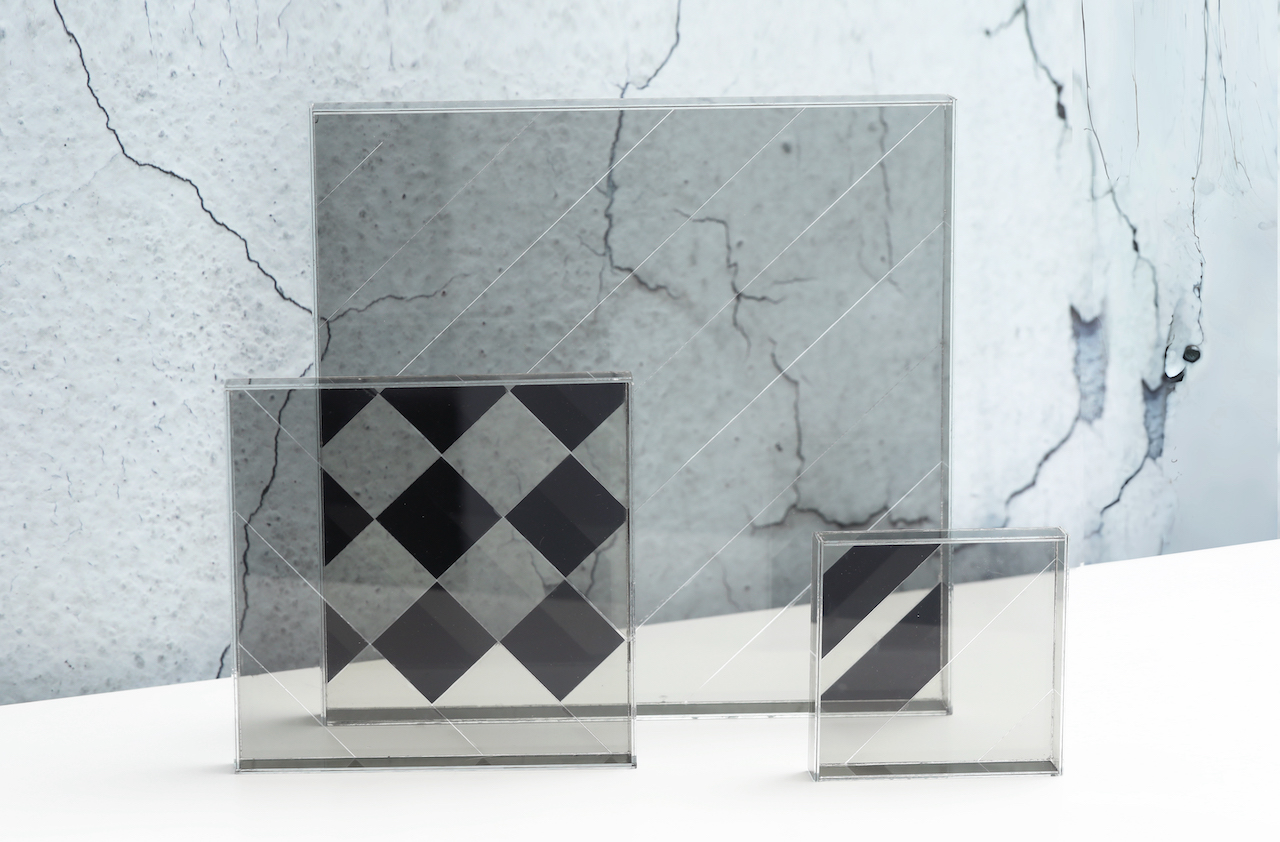 Title graphic featuring Bo Zhang's Lightware glass trays with intricate geometric shadows.