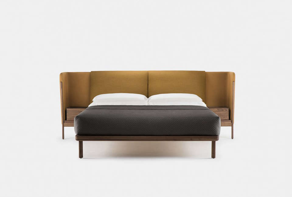 Nichetto Low Dubois Bed crafted from walnut with a low-profile minimalist frame.