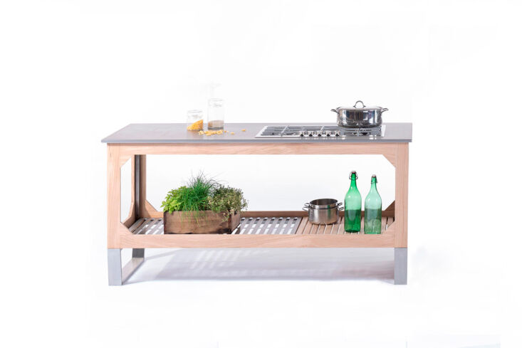 A stainless steel Lgtek UW-C3 kitchen island designed for outdoor and indoor use.