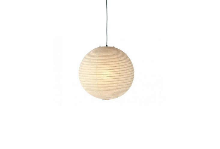 A classic spherical Noguchi Akari Globe pendant lamp.