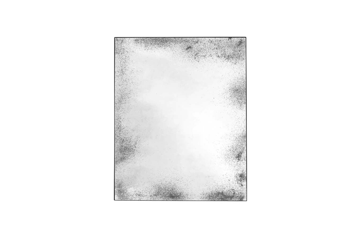 A large, aged-glass wall mirror with a thin metallic frame.