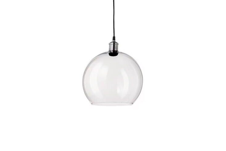 IKEA Jakobsbyn and Jällby clear glass pendant light with a modern globe shape.